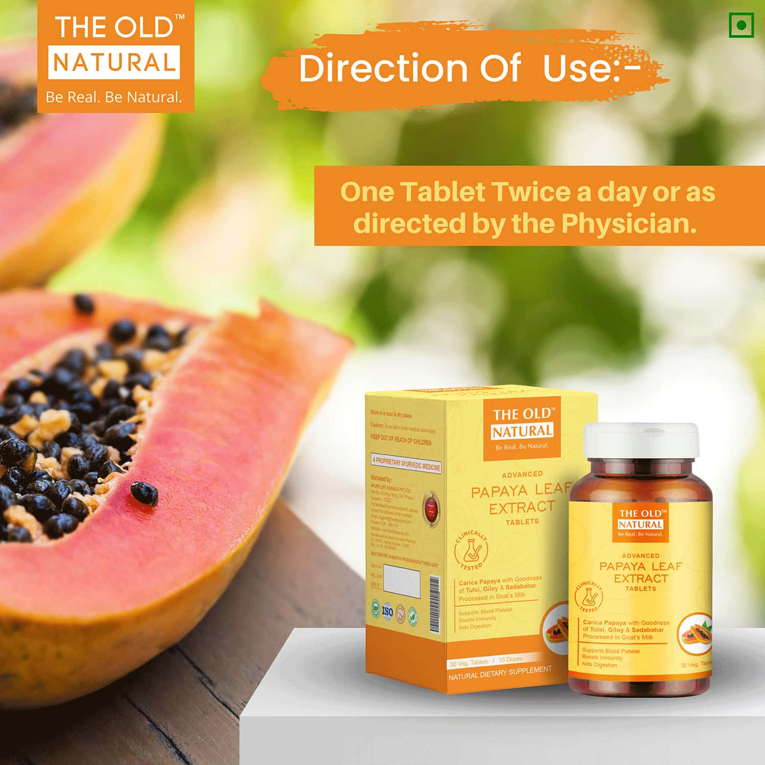Buy THE OLD NATURAL PAPAYA LEAF EXTRACT TABLETS 30 TABLETS I CARICA
