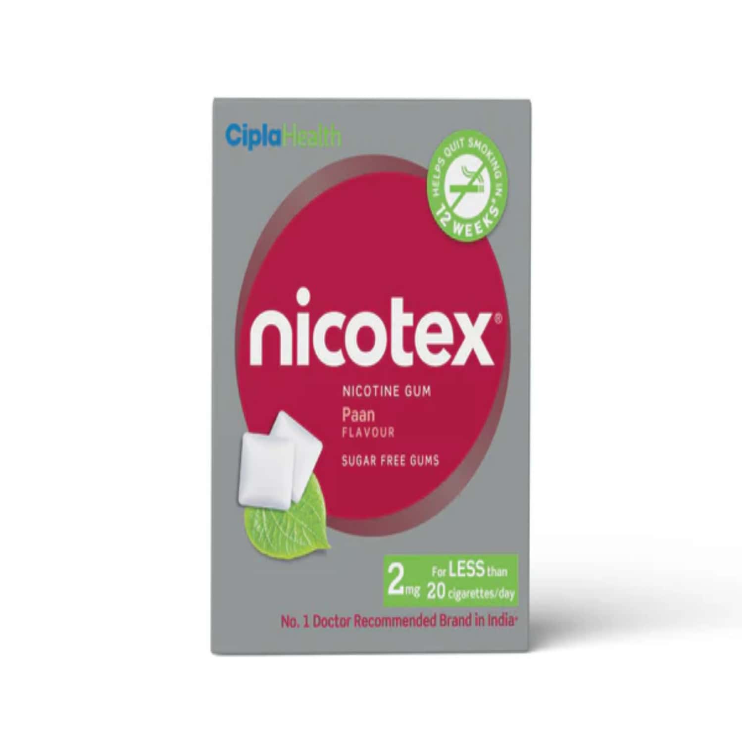 Nicotex Plus 2 Mg Paan Sugar Free Chew Gum 12 No's