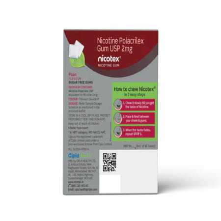 Nicotex Plus 2 Mg Paan Sugar Free Chew Gum 12 No'S