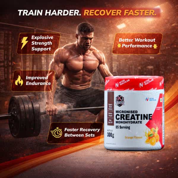 Kratoz Creatine Powder | Micronized Creatine Mono Hydrate (85 Servings) | Orange - 300G