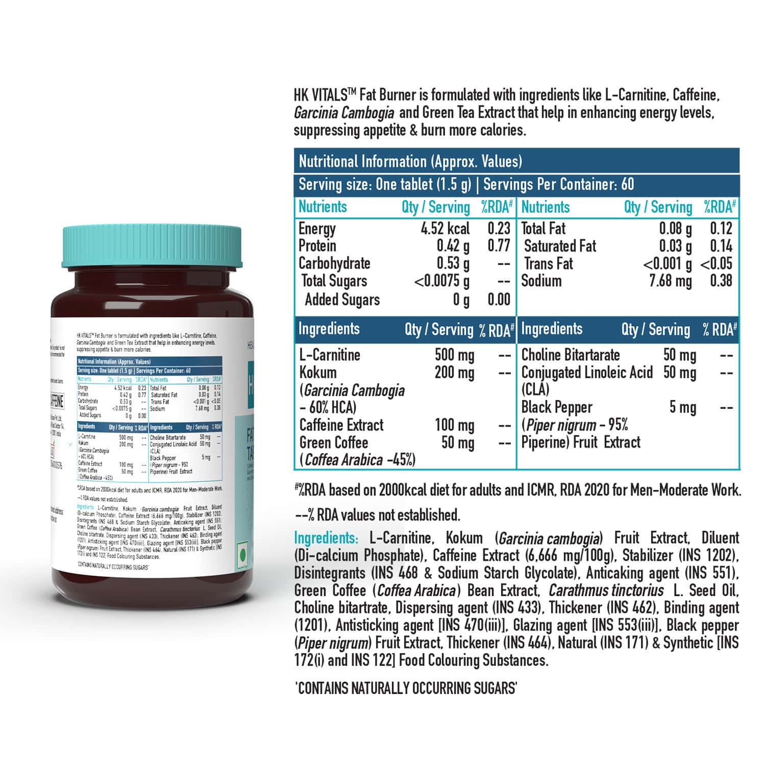 Buy HEALTHKART HK VITALS FAT BURNER, WITH LCARNITINE, GARCINIA