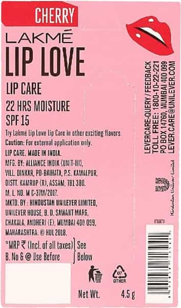 Lakme Lip Love Chapstick Cherry-4.5 G
