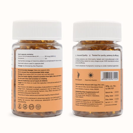 Briyo Vitamin D3 2000 Iu 90 Softgel Capsules