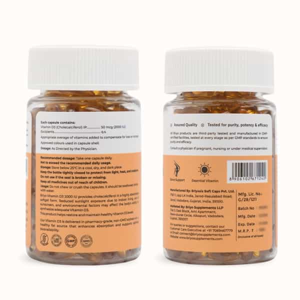 Briyo Vitamin D3 2000 Iu 90 Softgel Capsules