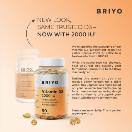 Briyo Vitamin D3 2000 Iu 90 Softgel Capsules