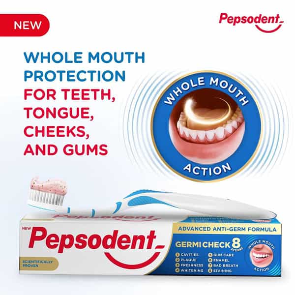Pepsodent Germicheck 300G (150G X 2) 8 Actions Toothpaste Clove And Neem Oil | Jumbo Save Pack