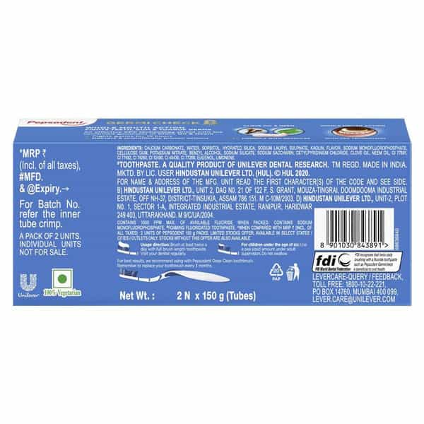 Pepsodent Germicheck 300G (150G X 2) 8 Actions Toothpaste Clove And Neem Oil | Jumbo Save Pack