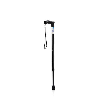Stergic Next Strong Adjustable Walking Stick With Adjustable Height| Mid-Steel Body (Black)