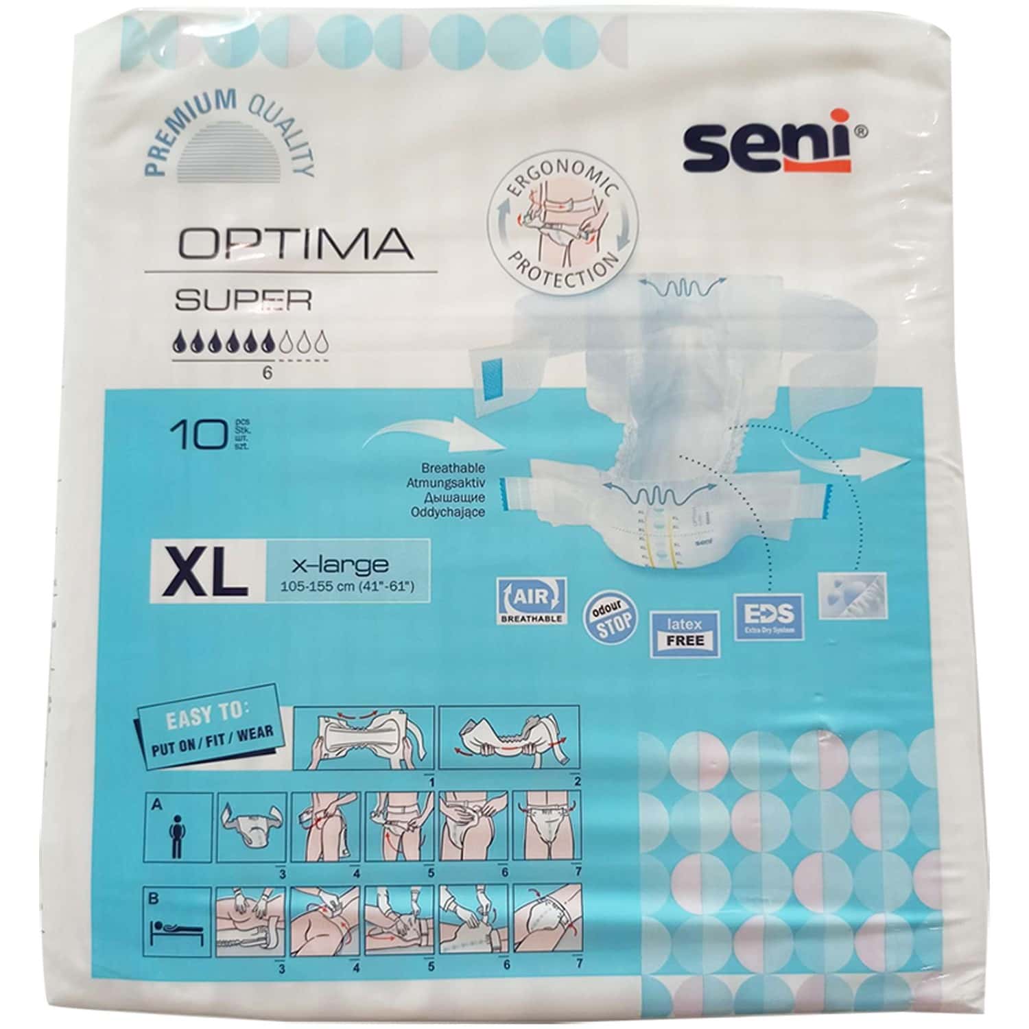 Buy SENI OPTIMA SUPER XLARGE ADULT DIAPERS WITH HIP BANDS 10 PCS