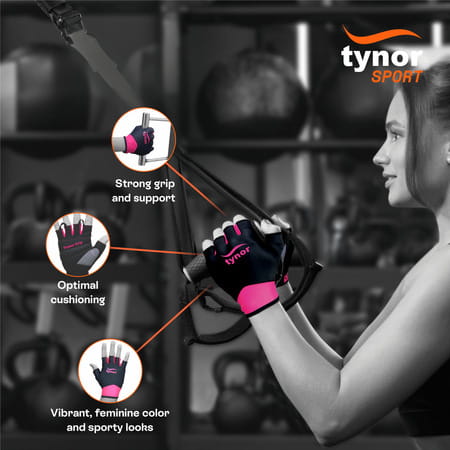 Tynorgrip Women'S Gym Gloves Black Xl 1 Pair