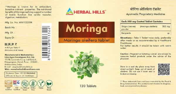 Herbal Hills Moringa 120 Tablets Pack Of 4