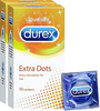 Durex Extra Dotted Condoms For Men - 3 Count (Pack Of 10)|Ribbed And Dotted For Extra Stimulation