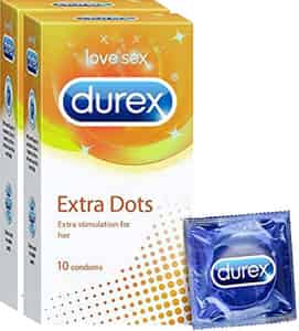 Durex Extra Dotted Condoms For Men - 3 Count (pack Of 10)|ribbed And Dotted For Extra Stimulation