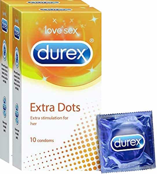 Durex Extra Dotted Condoms For Men - 3 Count (Pack Of 10)|Ribbed And Dotted For Extra Stimulation