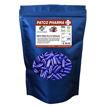 Patco Pharmaceuticals - Size 1 Dark Blue Empty Gelatin Pill Capsule |Diy Powder Filling.