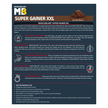 Muscleblaze Super Gainer Xxl (Chocolate 2Kg / 4.4Lbs | 20 Servings) Muscle Mass High Protein Gainer