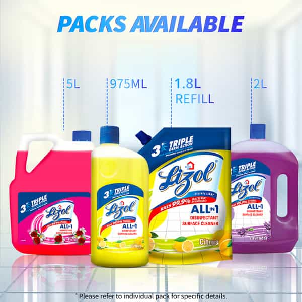 Lizol Lavender Disinfectant Floor Cleaner Liquid Bottle Of 975 Ml