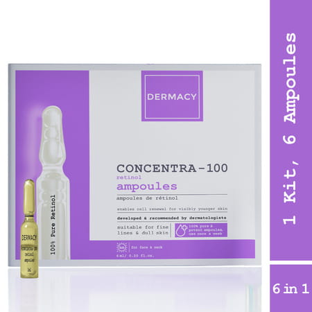 Dermacy Concentra -100 Retinol Ampoule | 6 Ampoules In One Kit | For Women & Men | All Skin Types