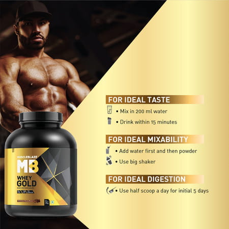 Muscleblaze Whey Gold | 100% Whey Protein Isolate | Labdoor Usa Certified (Dark Choco Passion | 2kg)