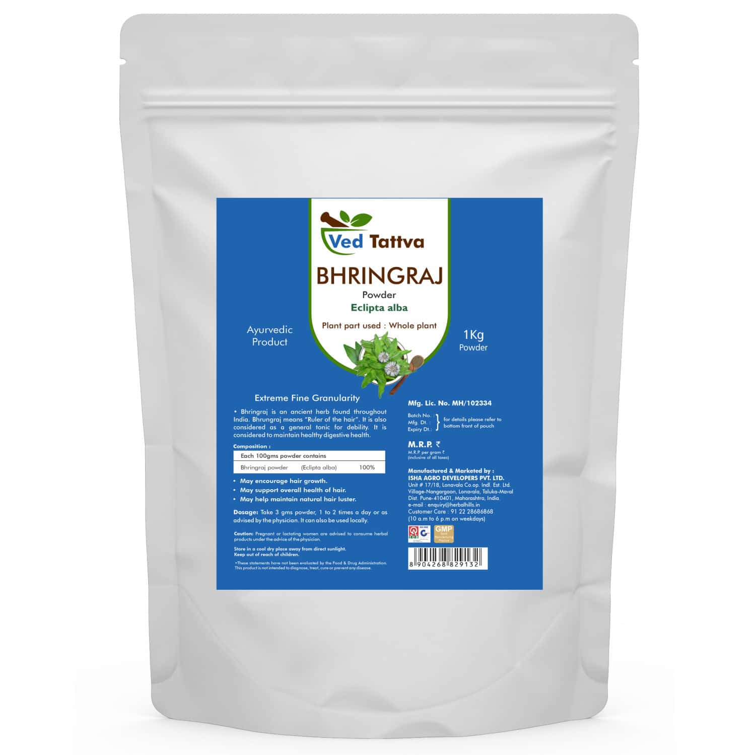Ved Tattva Bhringraj Powder - 1 Kg For Hair Care Hair Growth