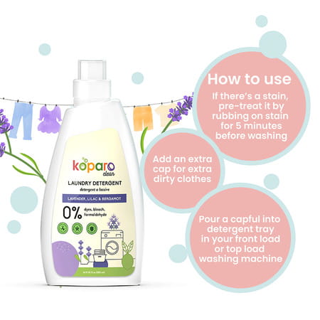 Koparo Laundry Liquid - Lavender - Natural & Non Toxic - Tough On Stains - Refill Pack - 750 Ml