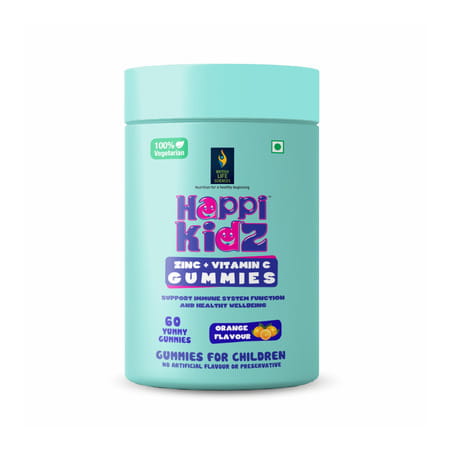 Happi Kidz Zinc + Vitamin C Gummies For Kids 60gummy Bears Immune Support Orange Flavor For Children