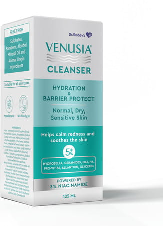 Venusia Cleanser | Hydration & Barrier Protect | For Normal | Dry & Sensitive Skin | 125 Ml