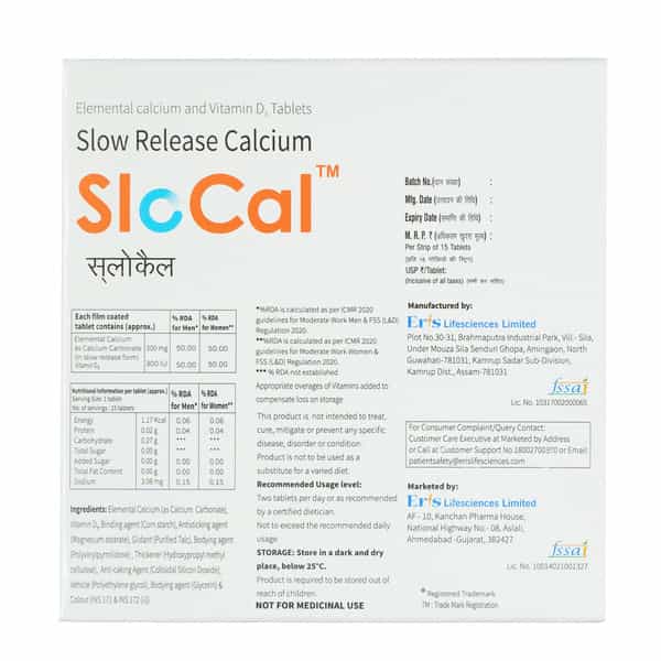 Slocal Slow Release Calcium Strip Of 15 Tablets