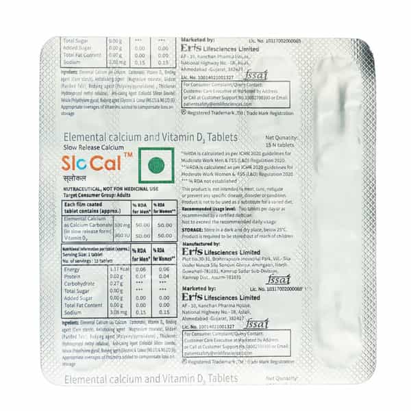 Slocal Slow Release Calcium Strip Of 15 Tablets