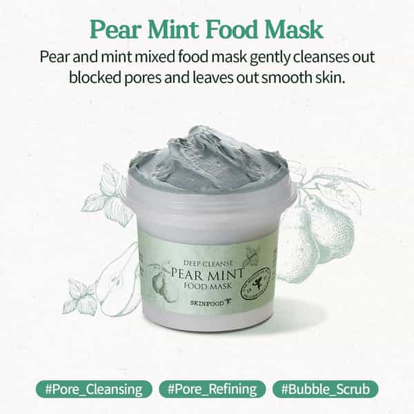 Skinfood Pear Mint Food Mask - Korean Face Cleanser - Korean Skincare - 120G