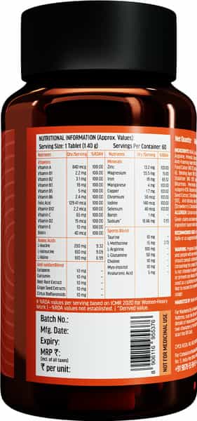 Hk Vitals Advanced Multivitamin (60 Tablets) | With Bcaa - Minerals
