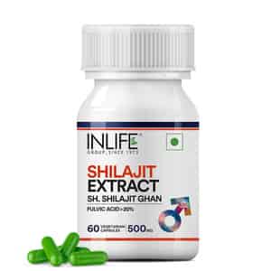 Inlife Pure Shilajit Extract For Men Strength And Stamina Supplement 500mg -60 Vegetarian Capsules