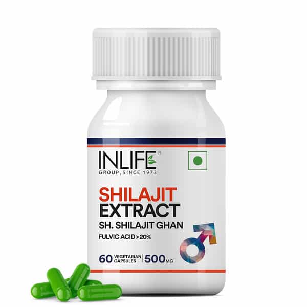 Inlife Pure Shilajit Extract For Men Strength And Stamina Supplement 500Mg -60 Vegetarian Capsules
