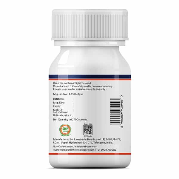 Inlife Pure Shilajit Extract For Men Strength And Stamina Supplement 500Mg -60 Vegetarian Capsules