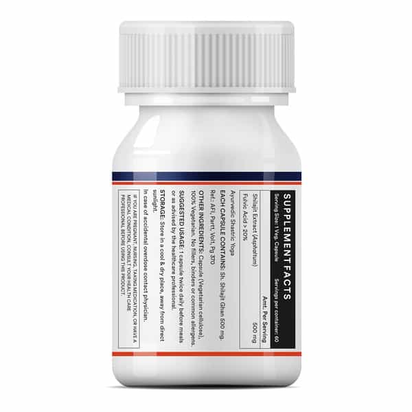 Inlife Pure Shilajit Extract For Men Strength And Stamina Supplement 500Mg -60 Vegetarian Capsules