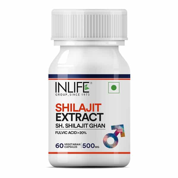 Inlife Pure Shilajit Extract For Men Strength And Stamina Supplement 500Mg -60 Vegetarian Capsules