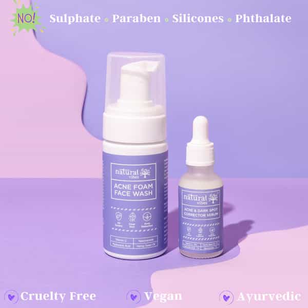 Natural Vibes Acne & Dark Spot Corrector Face Serum | Hyaluronic Acid | Vitamin C & Niacinamide 30Ml