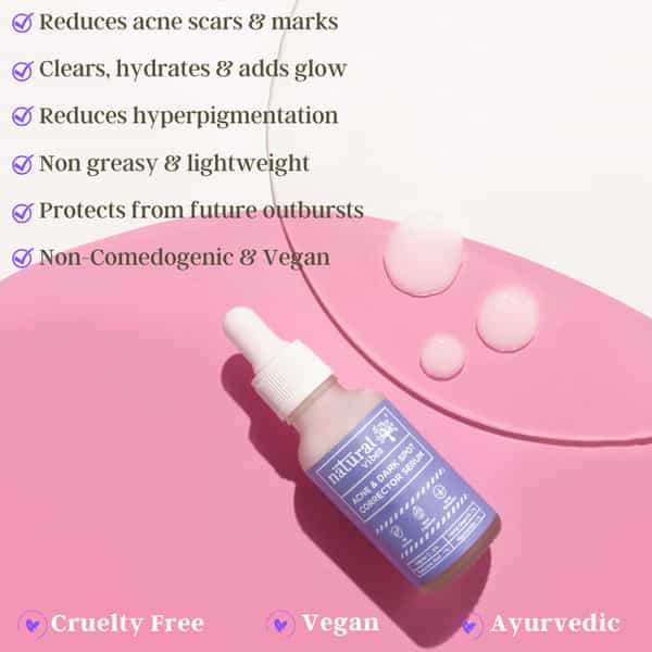 Natural Vibes Acne & Dark Spot Corrector Face Serum | Hyaluronic Acid | Vitamin C & Niacinamide 30Ml