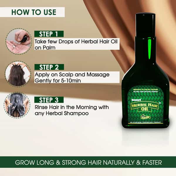 Deemark Herbal Hair Oil (120Mlx2) - Long & Strong Black Hair|Reduces Hair Fall Split-Ends & Damage