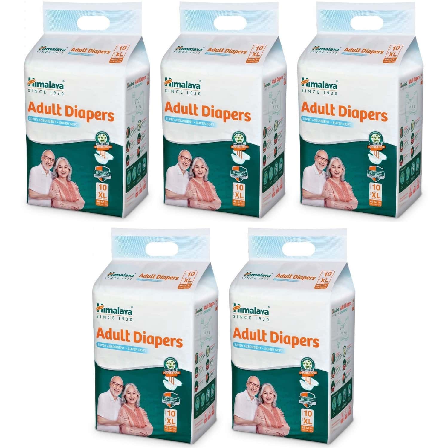 Himalaya Adult Diaper (extra Large) 10 Pcs | Unisex X Pack Of 5 Adult Diapers - Xl (50 Pieces)