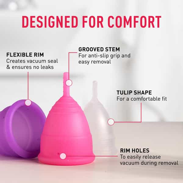 Sirona Reusable Menstrual Cup For Women - Medium Size With Pouch (Pack Of 3)