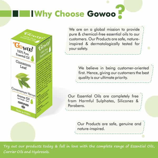 Go Woo 100% Pure Cinnamon Leaf Oil Virgin & Undiluted 30 Ml