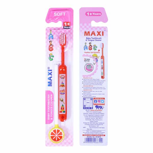 Maxi Abc Baby Toothbrush And Tongue Cleaner-Oral Hygiene Kit (Pack Of 4)