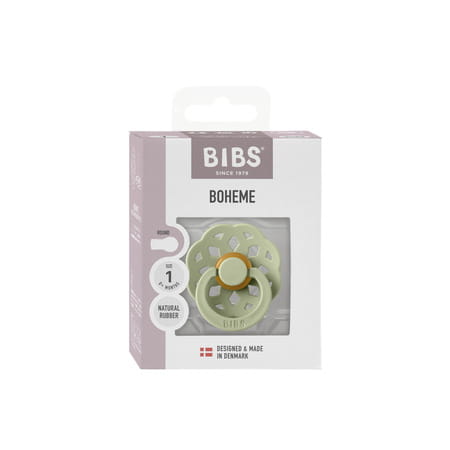 Bibs Pacifier Boheme Latex Round Size 1 | Pack 1 Sage - 0+M