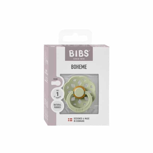 Bibs Pacifier Boheme Latex Round Size 1 | Pack 1 Sage - 0+M
