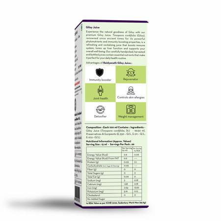 Baidyanath Asli Ayurved Giloy Juice 1litre (Pack Of 2) Immunity Booster | No Added Sugar