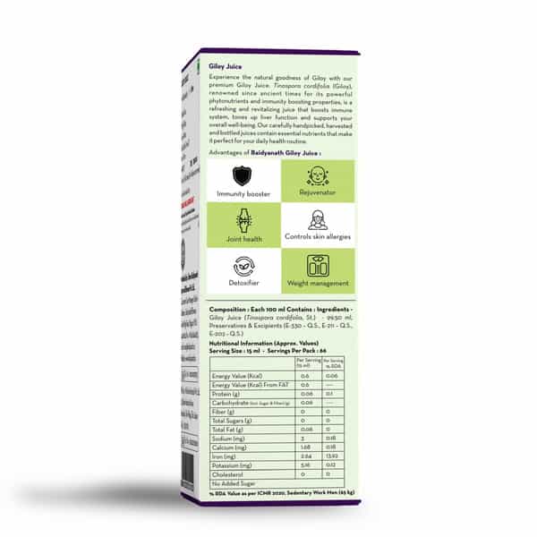 Baidyanath Asli Ayurved Giloy Juice 1Litre (Pack Of 2) Immunity Booster | No Added Sugar