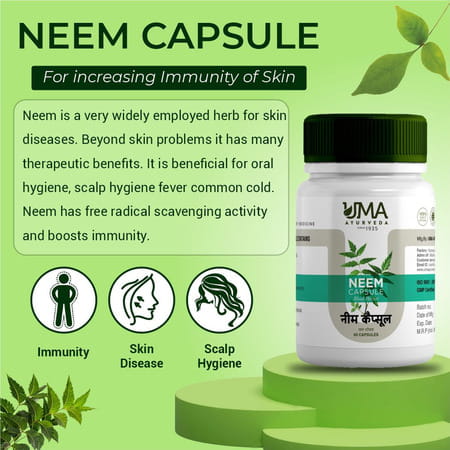Uma Ayurveda Neem Capsule Ayurvedic Capsules 60 Caps