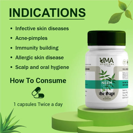 Uma Ayurveda Neem Capsule Ayurvedic Capsules 60 Caps