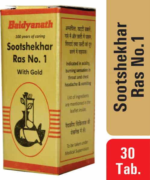 Baidyanath Asli Ayurved Sootshekhar Ras No.1 - 30 Tablets Ayurvedic Medicine For Acidity